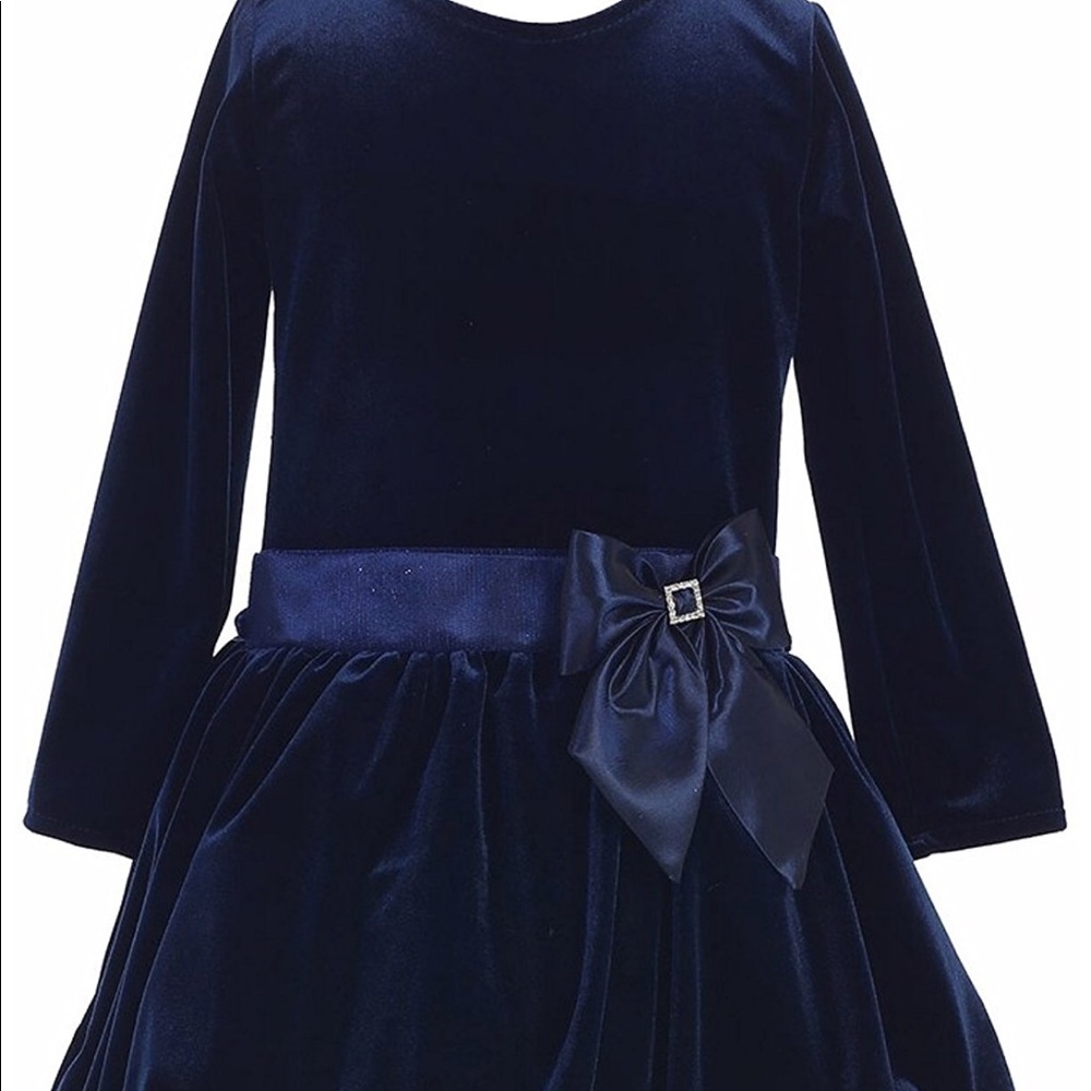Velvet girls dress navy with sash holiday dress